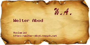 Welter Abod névjegykártya